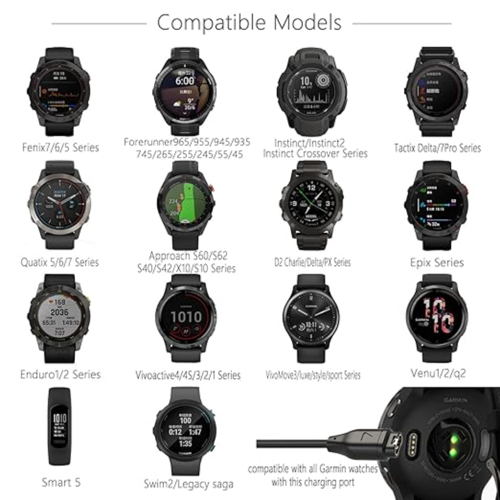 USB C 充電器は Garmin 時計の充電器と互換性があり、充電ケーブルは Garmin 時計、3.3FT/1M に適しています。