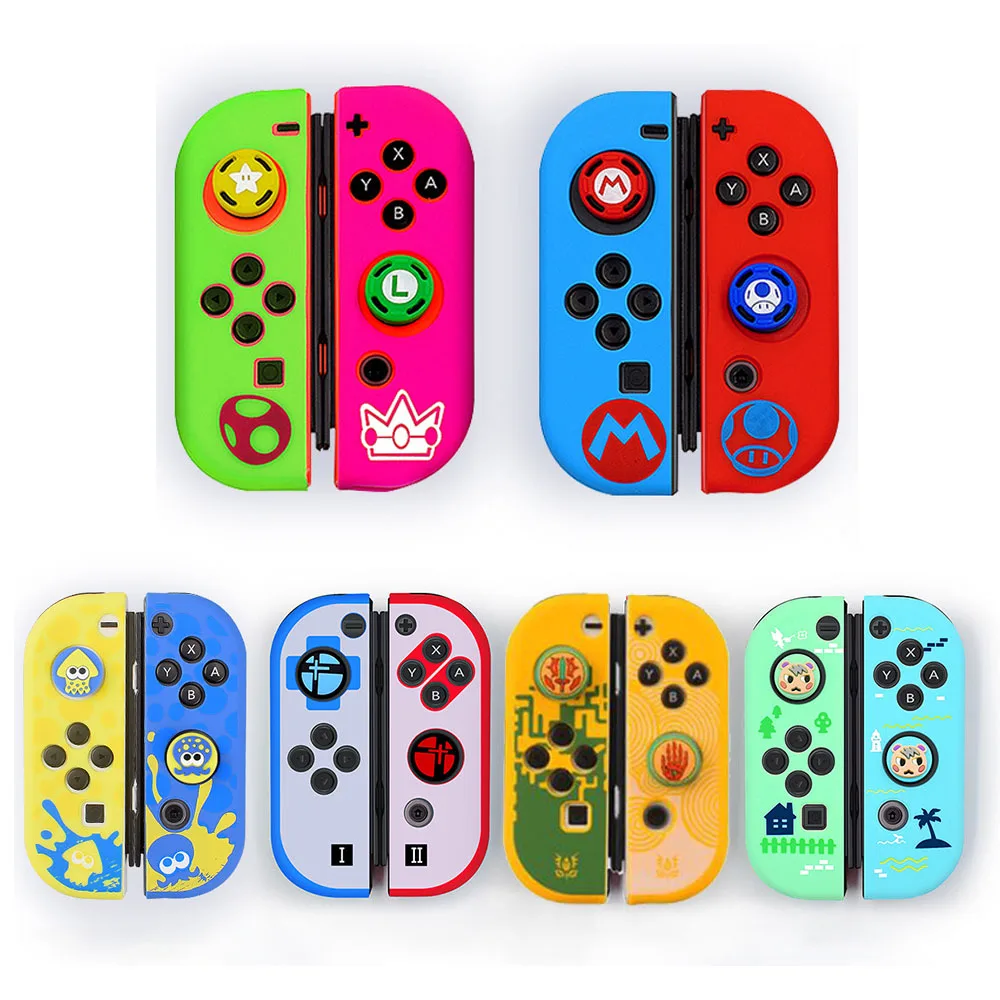 Funda suave de silicona con tapa de agarre para mando de Nintendo Switch Oled NS Joy-Con, Protector de controlador