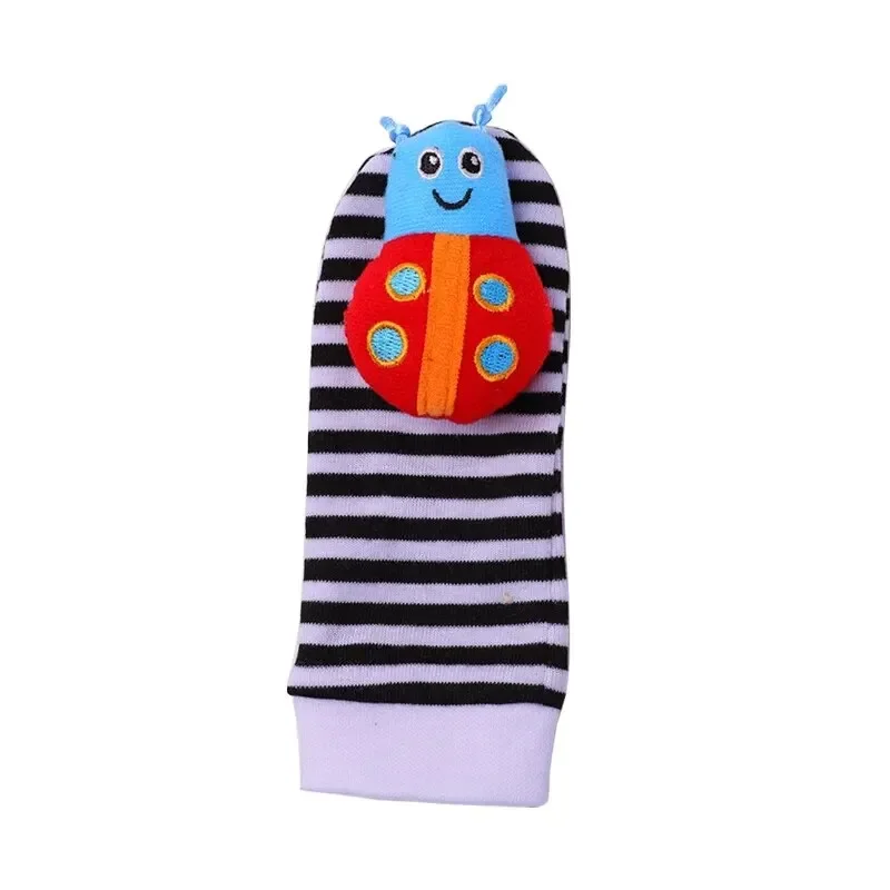 Sonajeros de juguete para bebé de 0 a 12 meses, calcetines de animales, correa para la muñeca + sonajero, calcetines para el pie del bebé, correa para la muñeca, calcetines para bebé, 4 Uds.