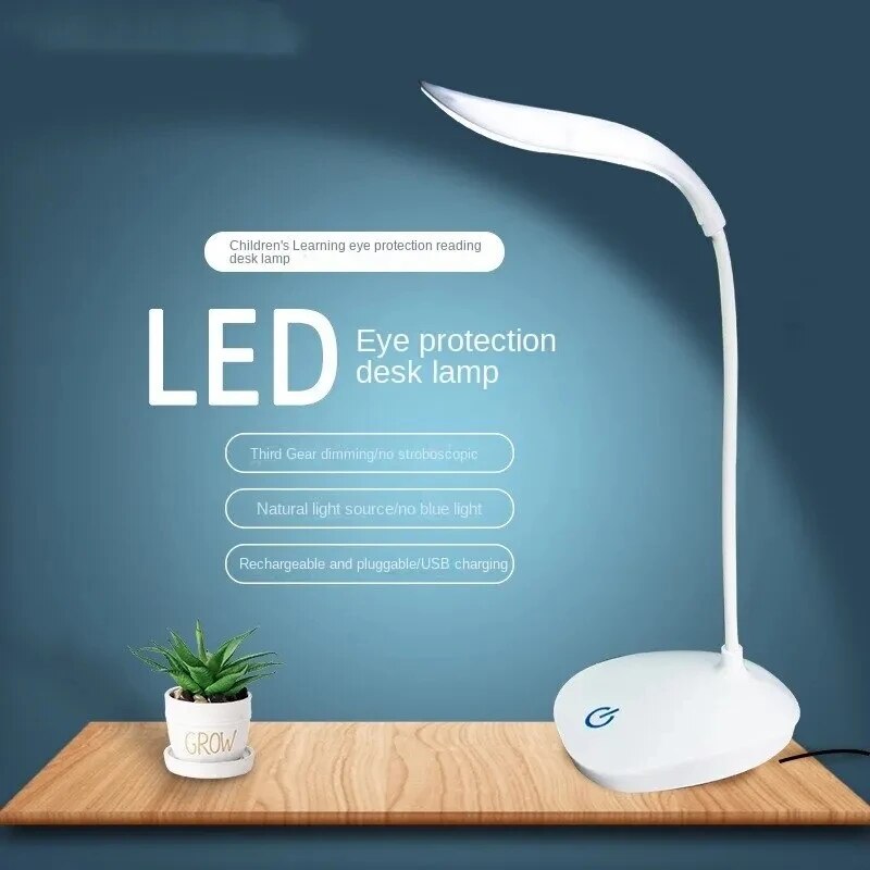 USB Carregamento Touch Dimmer Lamp para Leitura Dormitório, Lâmpada LED que Escudo um Olho Beads, 3 Engrenagens