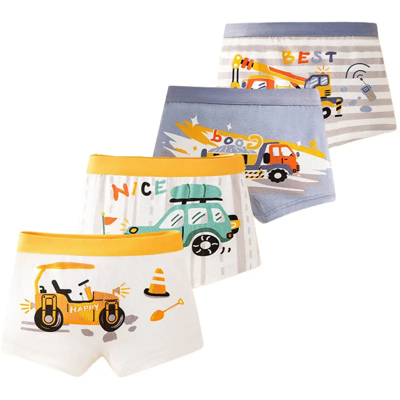 4/8 pezzi boxer da ragazzo in cotone di alta qualità modello escavatore fresco boxer per bambini biancheria intima traspirante per bambini fondo morbido slip