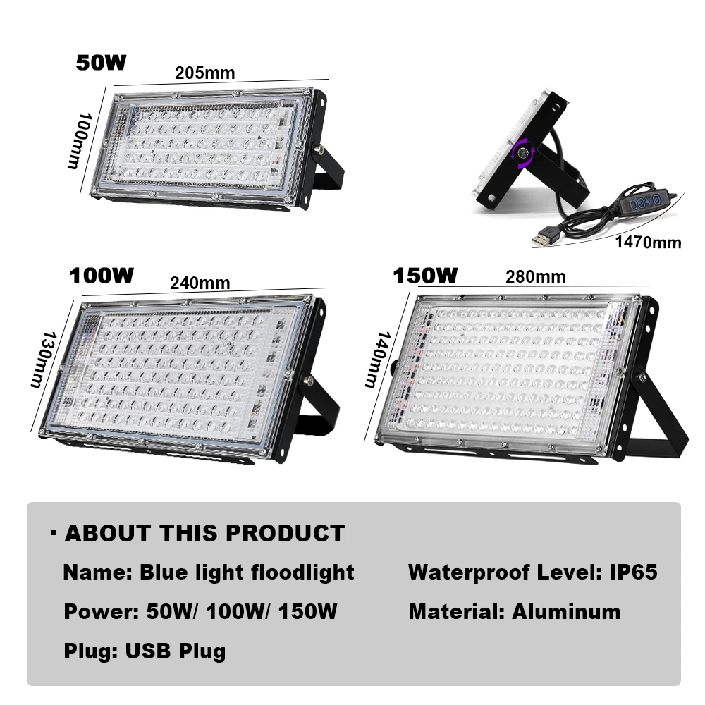 LED UV USB Floodlight 50W 100W 150W USB LED Blacklight กันน้ํา 220V อัลตราไวโอเลตโคมไฟเวทีดิสโก้ปาร์ตี้เวที Backlight