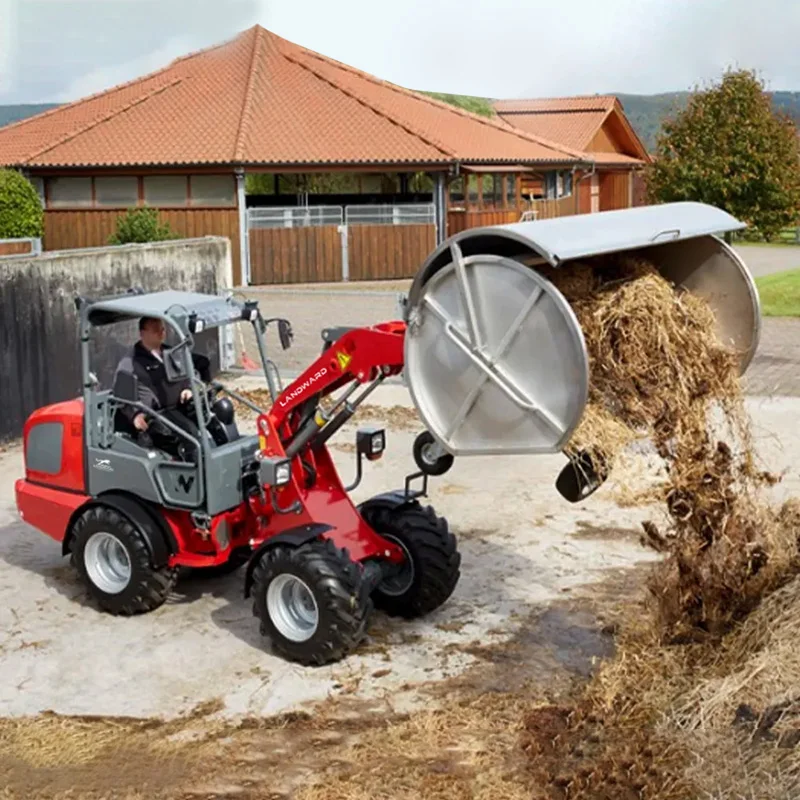 Farm Ranch Use High Horsepower Diesel Loader 4×4 Wheeled All Terrain Transporter Home Use Small Loader Kubota Engine Customized