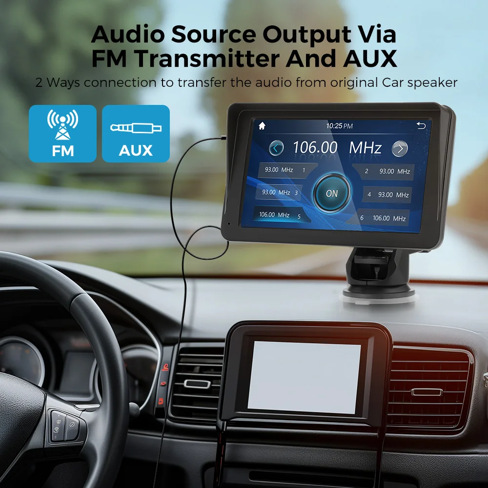 Gearelec Car Radio Multimedia Video Player Wireless CarPlay Android Auto 7inch Touch Screen With USB AUX FM For Rear View Camera