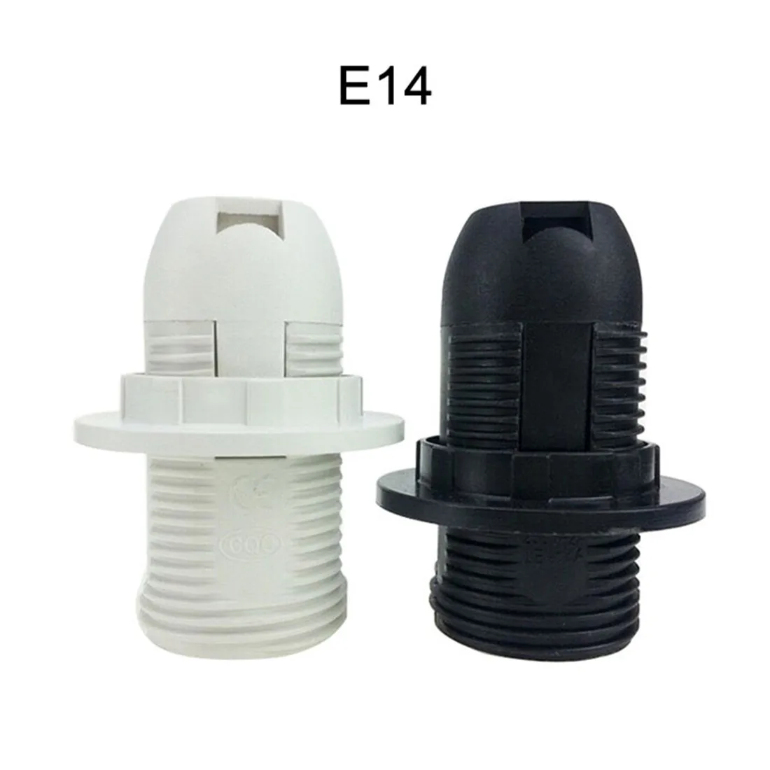 Black White E14 E27 Threaded Light Socket with Shade Ring, Standard Screw-in Light Bulb Socket Replacement, E12 E26 Lamp Holder