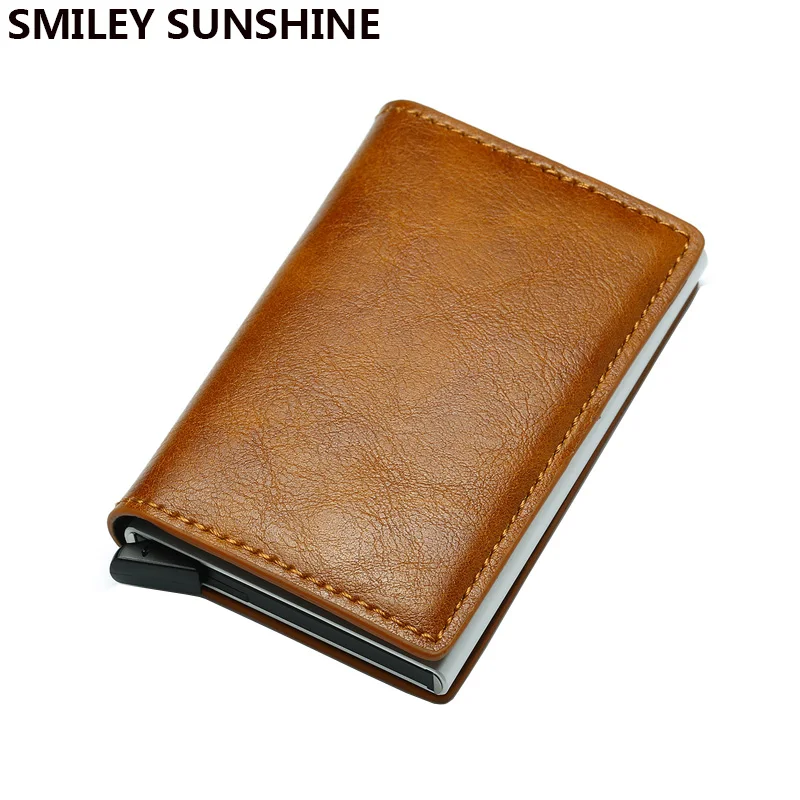 Cartera de aluminio Rfid para hombre, tarjeteros, monedero de fibra de carbono para hombre, cartera inteligente delgada de negocios, tarjetero de crédito, funda, soporte para notas