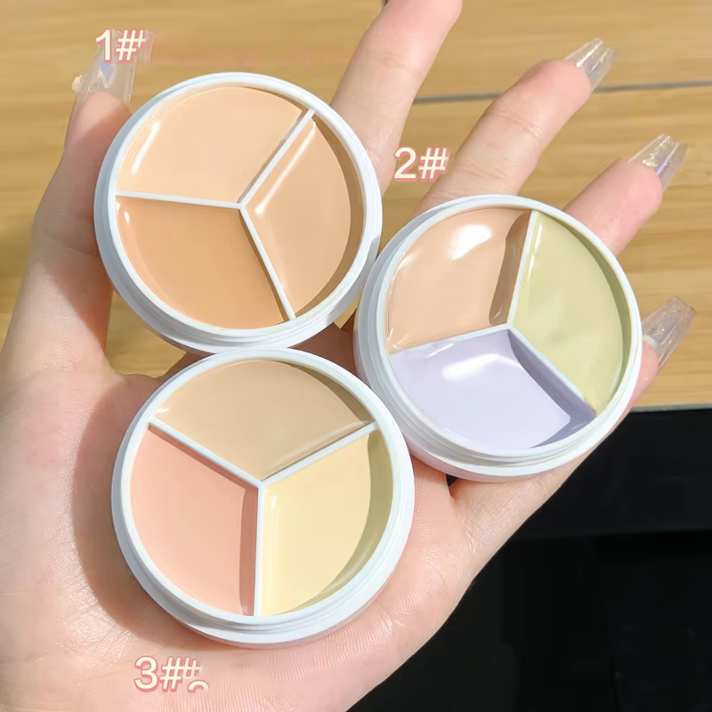 3-Color Full Coverage Concealer - Waterproof Corrector for Blemishes, Dark Circles & Fine Lines