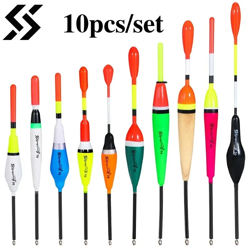 Sougayilang-Juego de flotador de Pesca, boya Vertical profesional con barra luminosa, señuelo multifunción, aparejos de Pesca, 10 Uds.