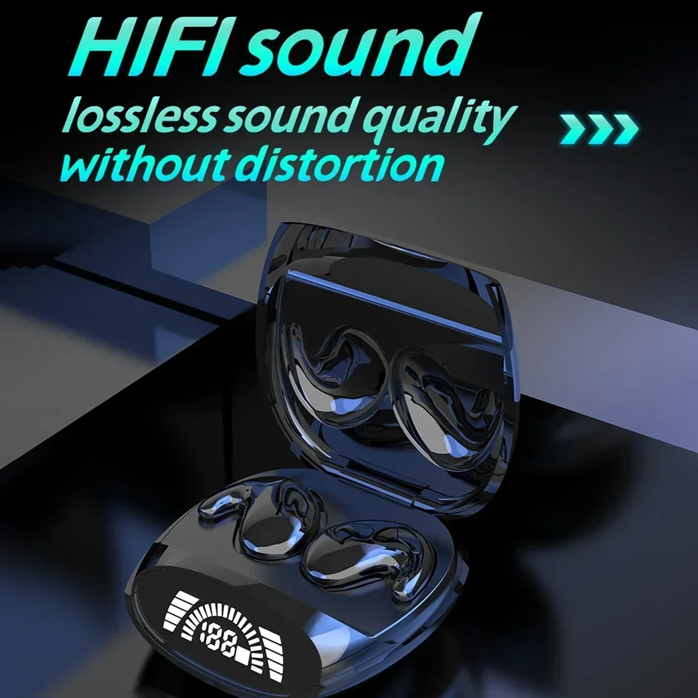 Fone de ouvido sem fio Bluetooth com microfone para telefone, fone de ouvido estéreo invisível, fones de ouvido à prova d'água IPX5