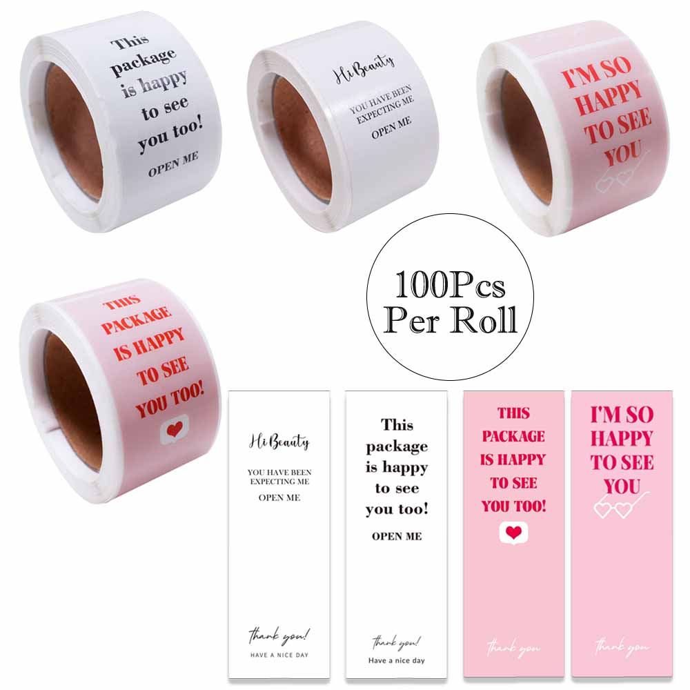 100 pz/rotolo Grazie Adesivo Sigillo Etichette Regalo per piccole imprese Decor Adesivo Questo pacchetto LS Felice per vedere anche 3*9 cm