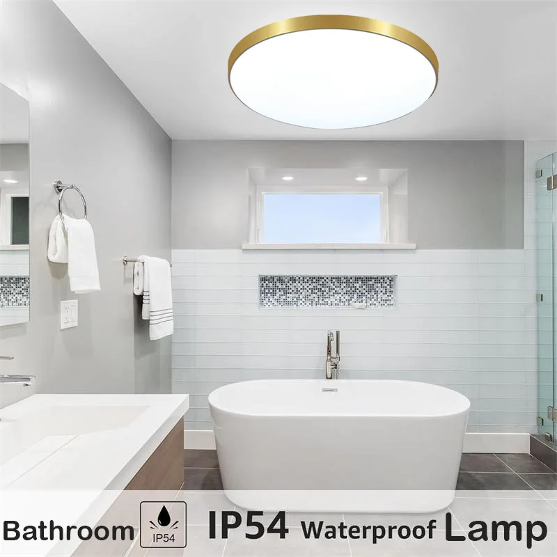 Luz de baño luces de techo Led impermeables 18W 30W 40W lámpara de techo Led redonda para cocina sala de estar balcón inodoro 110V 220V