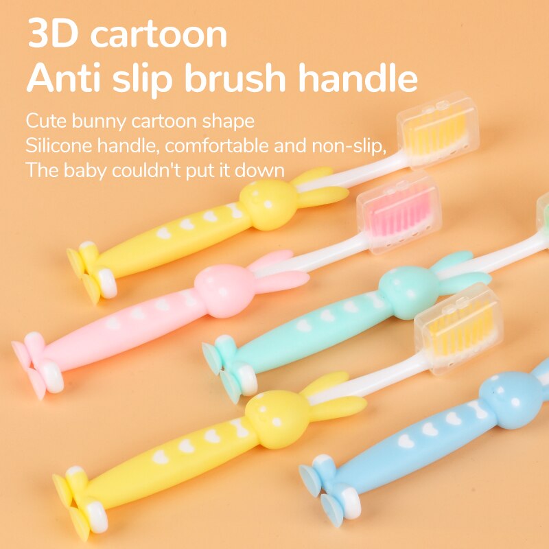 Escova de dentes infantil de desenho animado, escovas manuais com cerdas extra macias para limpeza profunda, cuidados bucais em casa para crianças
