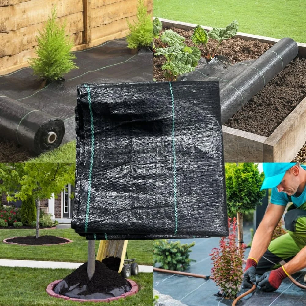 Heavy Duty Weed Barrier Landscape Fabric 3.2oz Woven Geotextile Ground Cover Mat Garden Weed Control and Plant Health