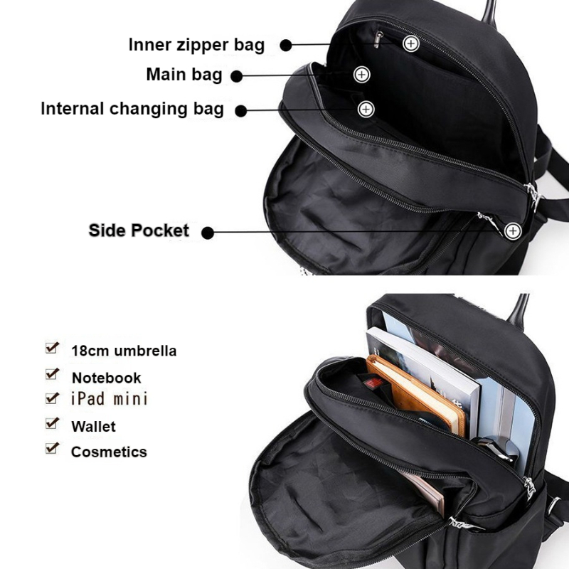 Mochila estilo callejero de moda para mujer - Mochila escolar de tela Oxford para adolescentes