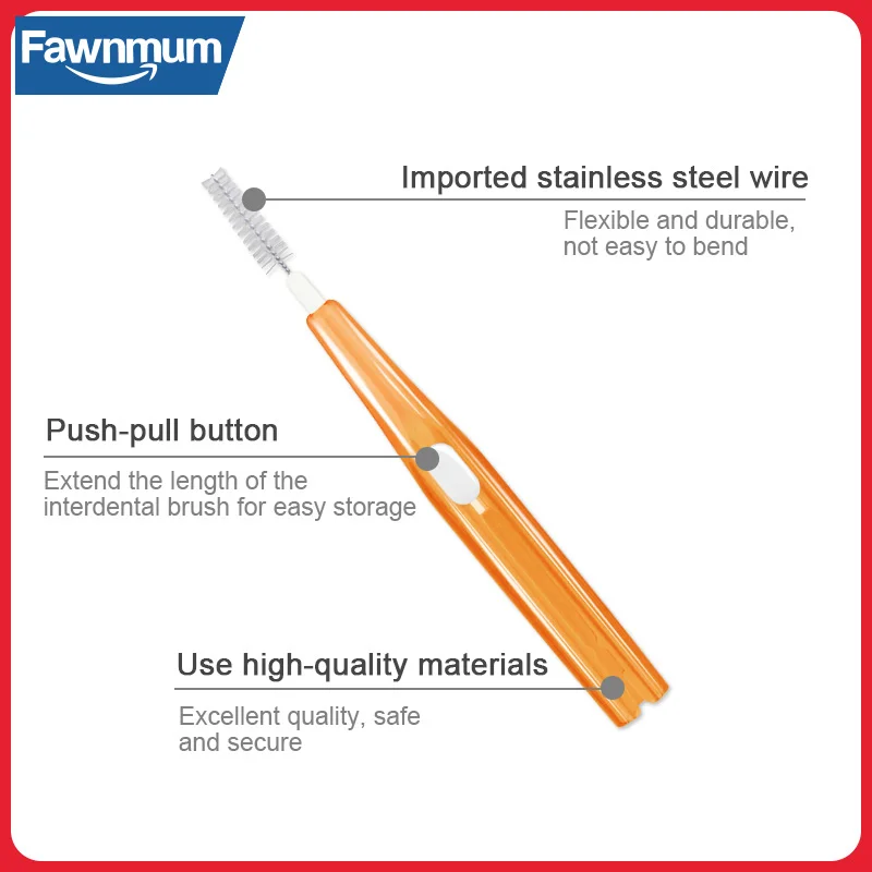 Fawnmum-cepillo Interdental para limpieza de dientes, herramienta de ortodoncia Dental, portátil, 0,6-1,2mm
