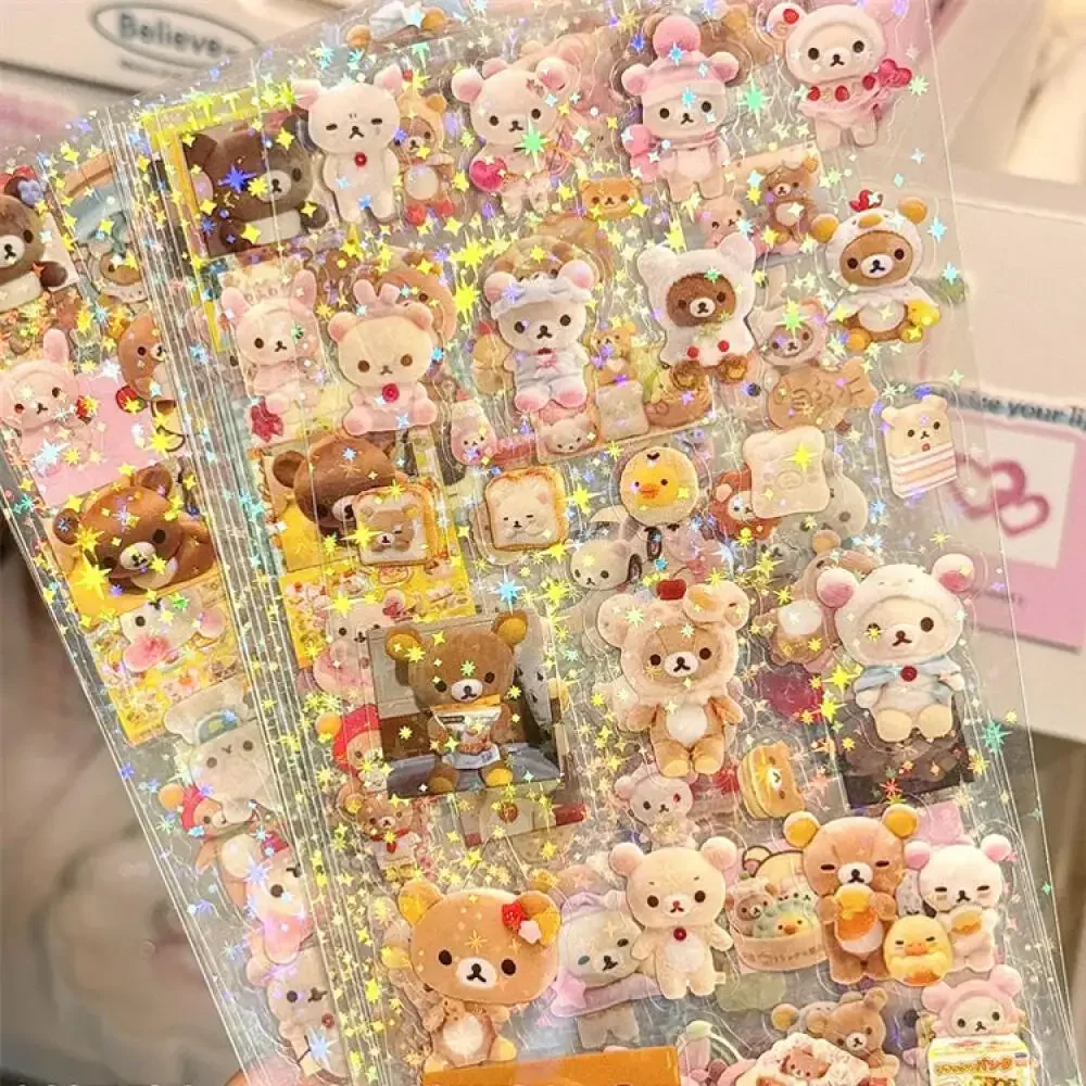 5 шт. Hello Kitty Rilakkuma милый мультфильм высечка наклейка KT Cat аниме справочники материал наклейки мигающие лазерные наклейки