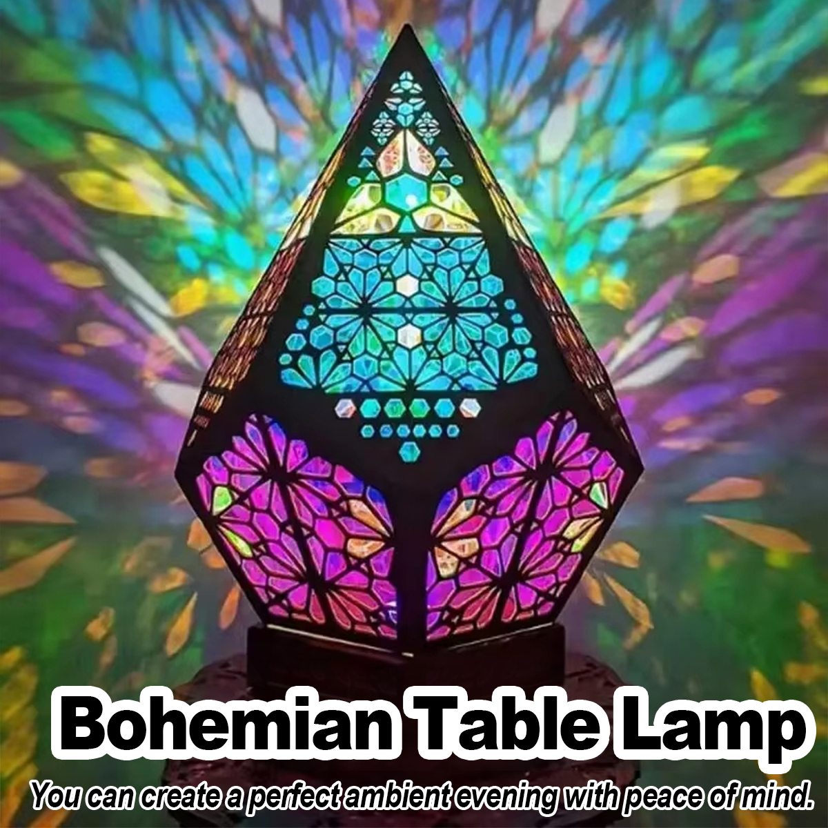 Usb Bohemian Led Lampa do projekcji stołu Projektor światła Kolorowe biurko Noc Vintage Dekoracja Podłoga Dekoracyjny wzór 3D Nowoczesne