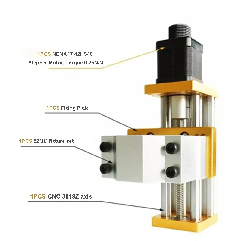 Z axis CNC 3018 Plus Module, Aluminum Sliding Zaxis Shaft, 52mm Bore, 500W Spindle,Powered by Nema17 42H Stepper Motor