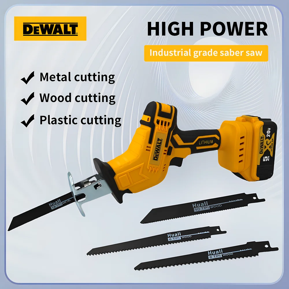 Dewalt 20V Battery Cordless Electric Reciprocating Saw for Wood / Metal Cutting with 4pcs Blades Portable Power Tool