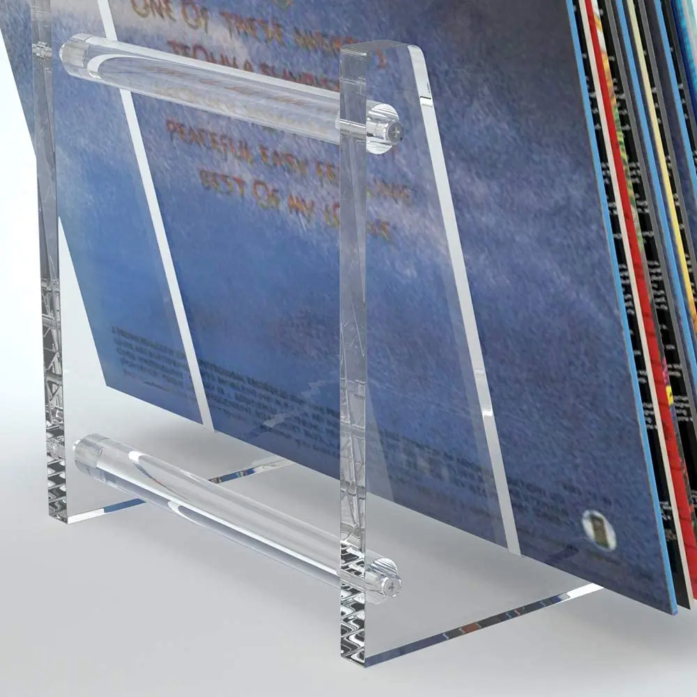 Clear Vinyl Record Stand Holder for Desktop Album Storage, Record Shelf Display for Desktop Pictures, Books