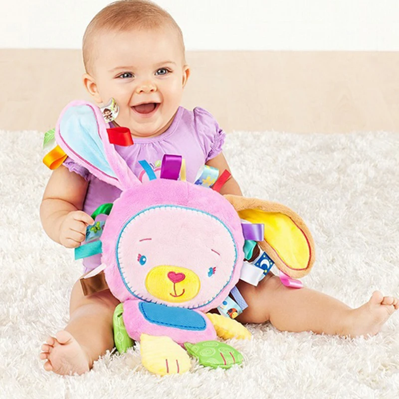 Baby-Tags, Stofftier, Stofftier, Lovey Elephant, Plüschglocke, Spielzeug, integrierte Rasseln, sensorisches Spielzeug für Neugeborene, Kleinkinder, Kleinkinder, Geschenke
