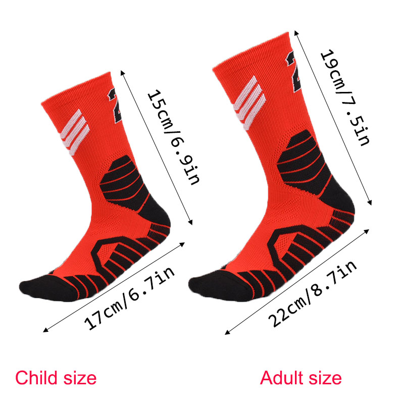 Calcetines de baloncesto para hombre, Calcetines deportivos con números, parte inferior de toalla gruesa, ciclismo al aire libre, cesta para correr, Calcetines para niños y adultos