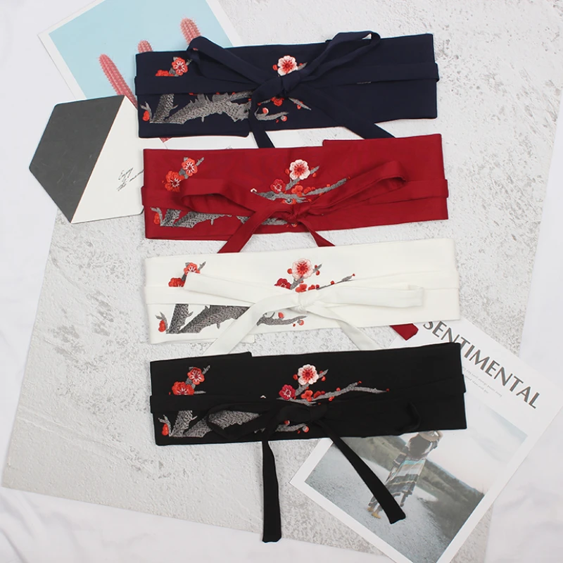 Vestido japonés bordado con cinturón para mujer, Kimono para mujer Haori Obi Yukata, ropa ancha para hombre, vestidos con pretina, vendaje