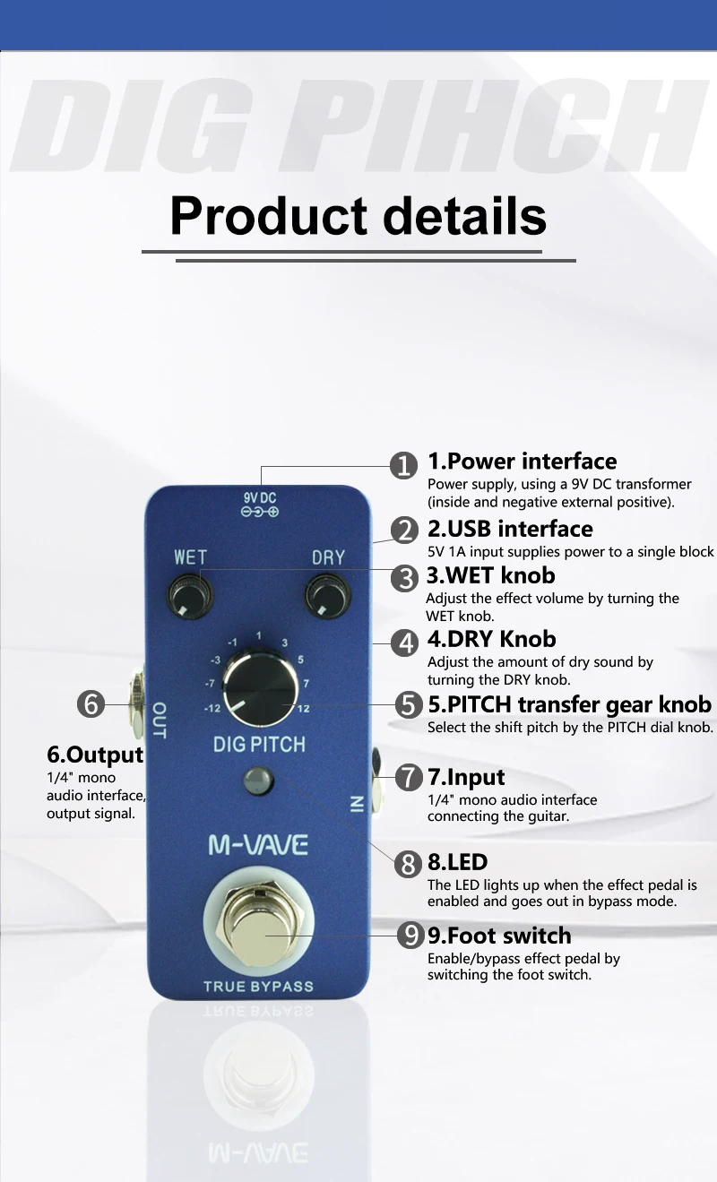 M-VAVE MINI LOOP/IR BOX/ABY/TREMOLO/PHASER/Overdrive/การบิดเบือน/Chorus กีตาร์ไฟฟ้ากีตาร์อุปกรณ์เสริม