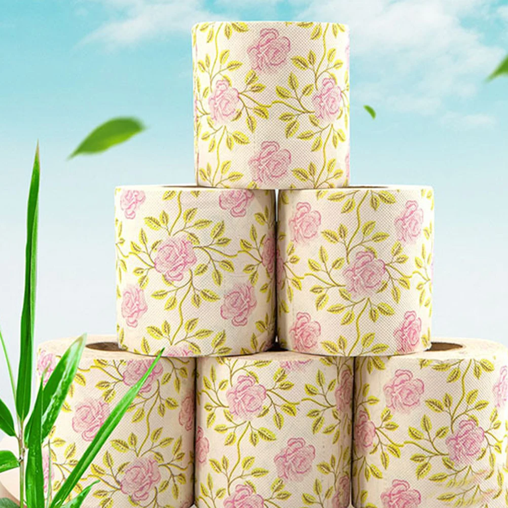 let Paper Printed Roll Paper Decorative Flower Printing Napkin Bathroom Tissue For Home Office Workshop Kitchen Tissue