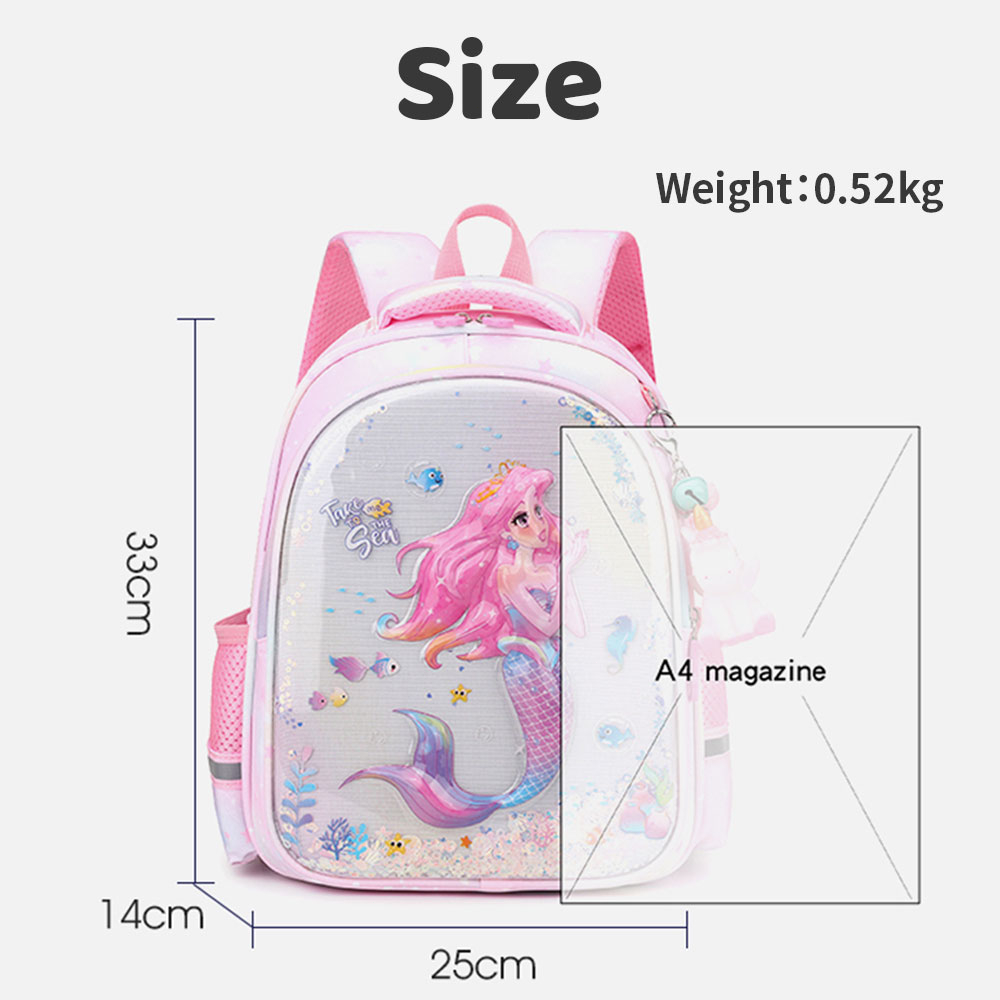 子供のための漫画の人魚のランドセル,ピンクの猫のランドセル,女の子と男の子のためのセコラバックパック,3〜7歳,新しい