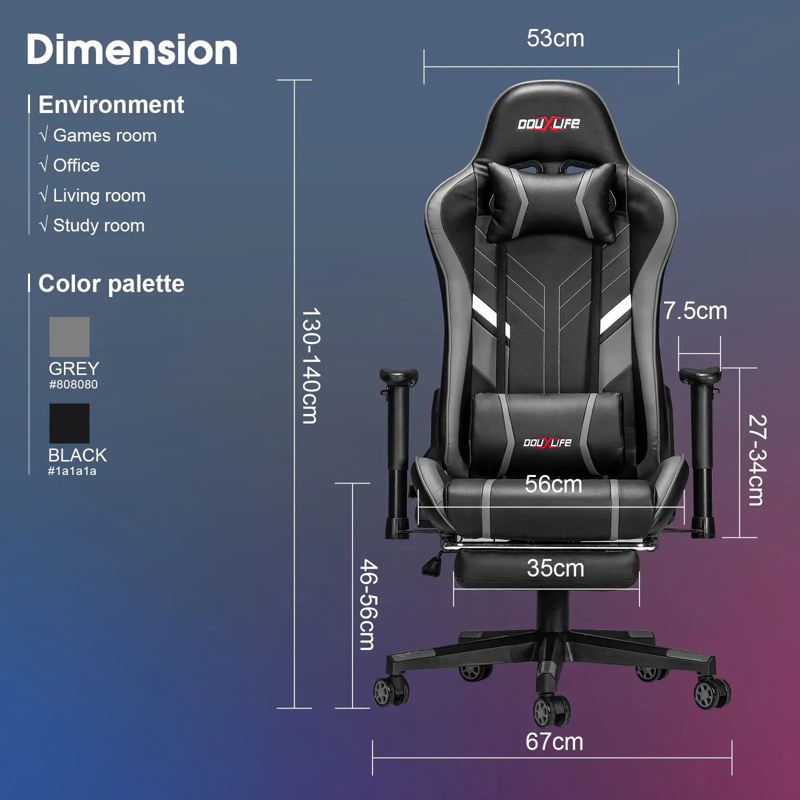 Sedia da gioco Massaggio ergonomico Nuovo massaggio PU personalizzato Sedie da ufficio per computer Design con schienale alto Sedile relax lombare