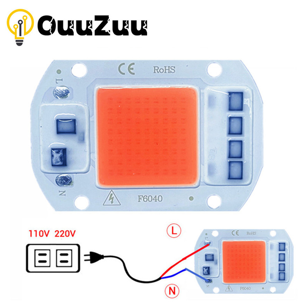 COB Led Grow Light Lamp Chip Полный спектр 220 В 110 В 20 Вт 30 Вт 50 Вт 380-780 нм Фитолампа для комнатных растений Рассада цветов Fitolampy