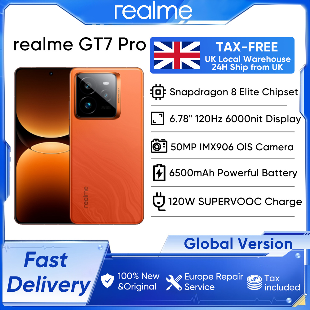 realme GT7 Pro Global Version Original Snapdragon 8 Elite 6.78" 120Hz 6000nit AMOLED Display IP69 6500mAh 120W SUPERVOOC