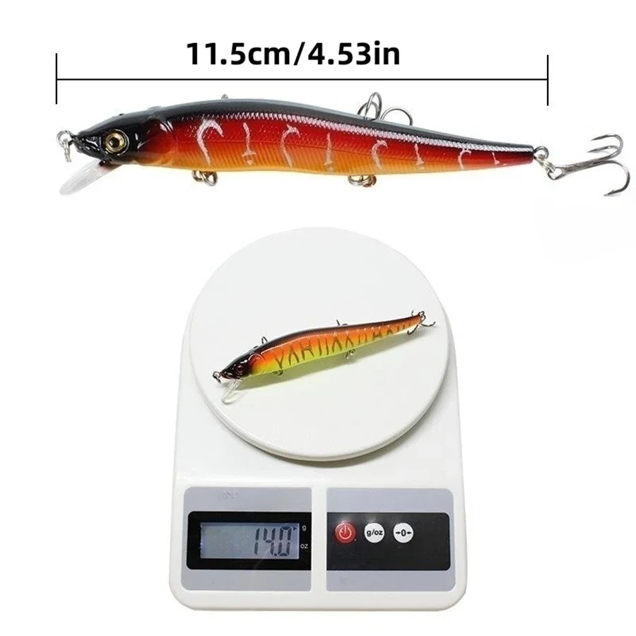 1 Uds. Señuelo de Pesca 11,5 cm/14g Minnow Crankbait Wobblers ojos 3D perca cebo Artificial Lucio carpa cebo de natación Pesca