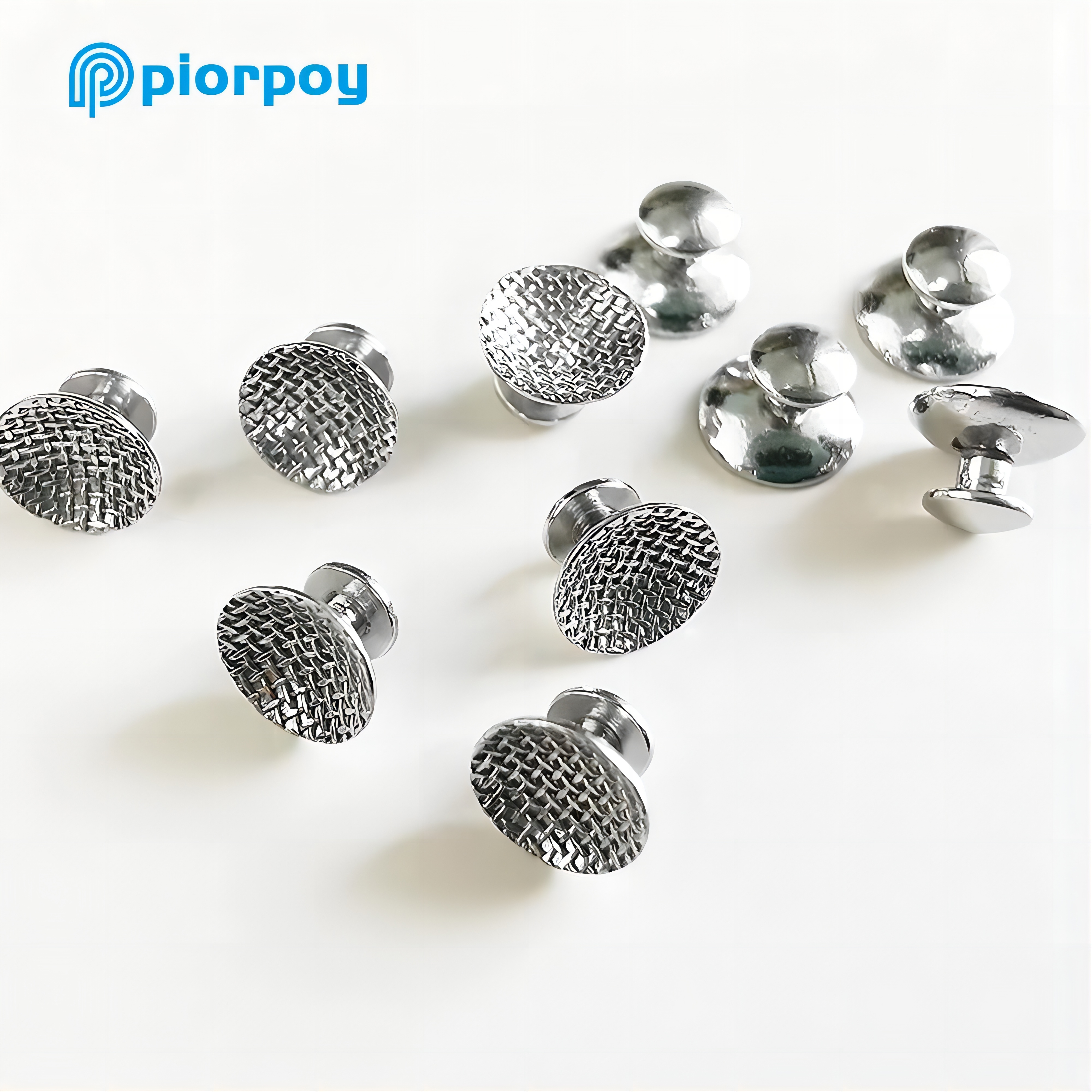 PIORPOY 10 Pcs Dental Orthodontic Lingual Buttons Bondable Type Metal Material Round Base with Mesh Dentisry Accessories