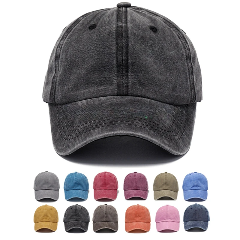 Бейсболка из потертого денима для мужчин и женщин, шляпа Snapback, винтажные кепки в стиле хип-хоп, однотонная шляпа, костяная шляпа, повседневная спортивная кепка на открытом воздухе