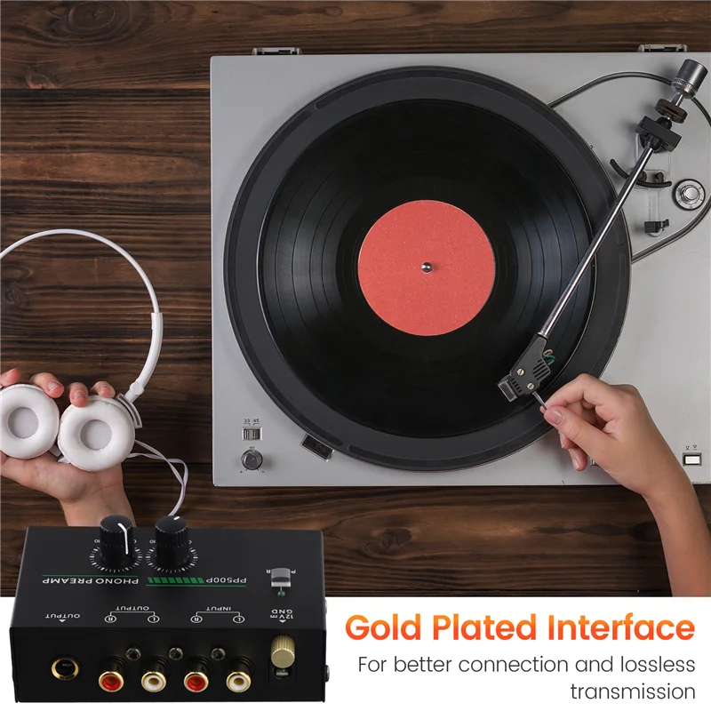 Préampli de platine ABFN-Phono, préamplificateur de phonographe avec entrée R C A, sortie RCA/TRS, pour lecture d'enregistrement de platine