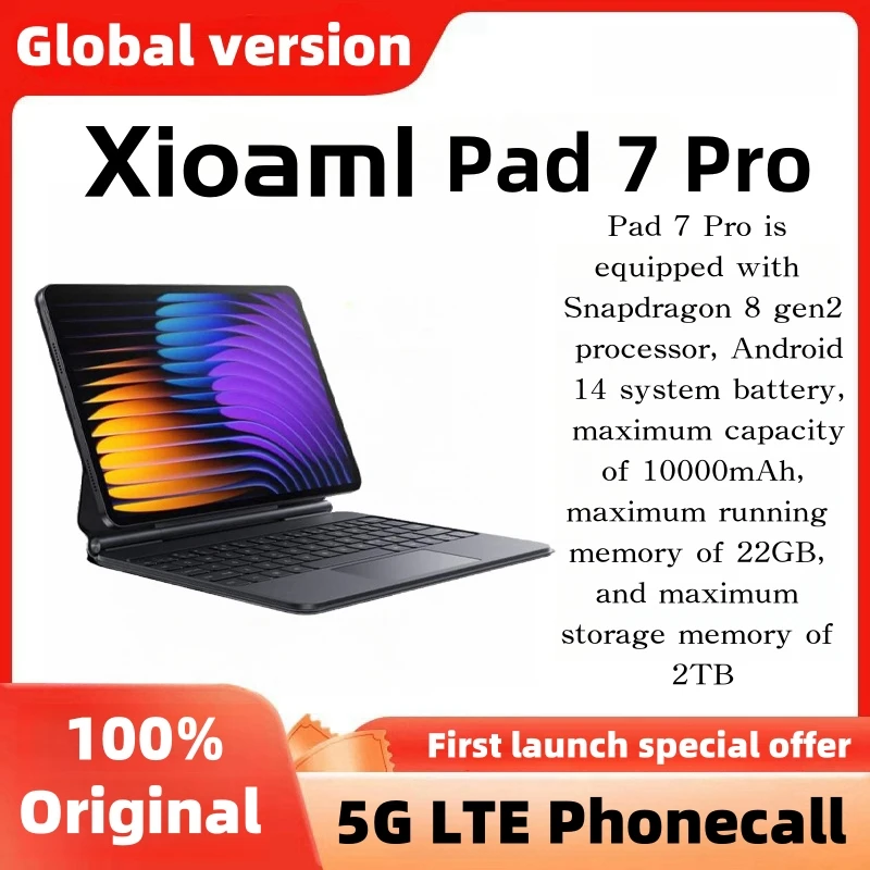 2024 nouveau Original MI Pad 7 Pro tablette 11 pouces Snapdrago 8gen2 HD 4K Android 14 16GB + 1T 10000mAh 5G double SIM WiFi GPS tablette PC