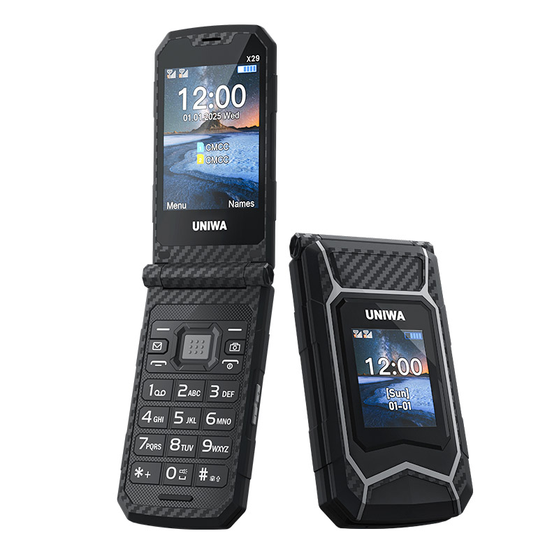 NUEVO UNIWA X29 Flip teléfono móvil GPRS gran pulsador Clamshell teléfono móvil Senior Dual Sim soporte MP3 MP4 2.1BT FM