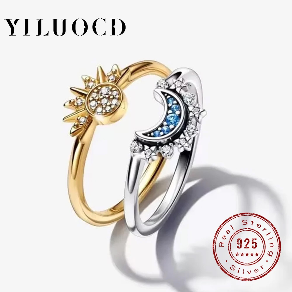 Ensemble de matiques de couple soleil et lune en argent 925, bleu ciel, Rotterdam, cubique, matiques en cone contre-indiquées, promesse, bijoux fins, cadeaux pour la Saint-Valentin