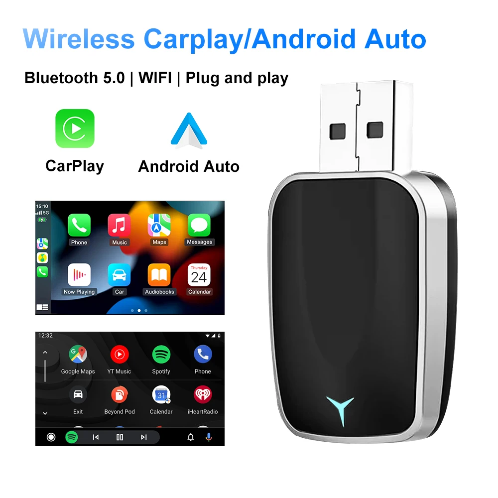 Nuevo adaptador inalámbrico inalámbrico CarPlay Android Auto Mini caja inteligente Plug and play conectar Universal para adaptador inalámbrico Nissan