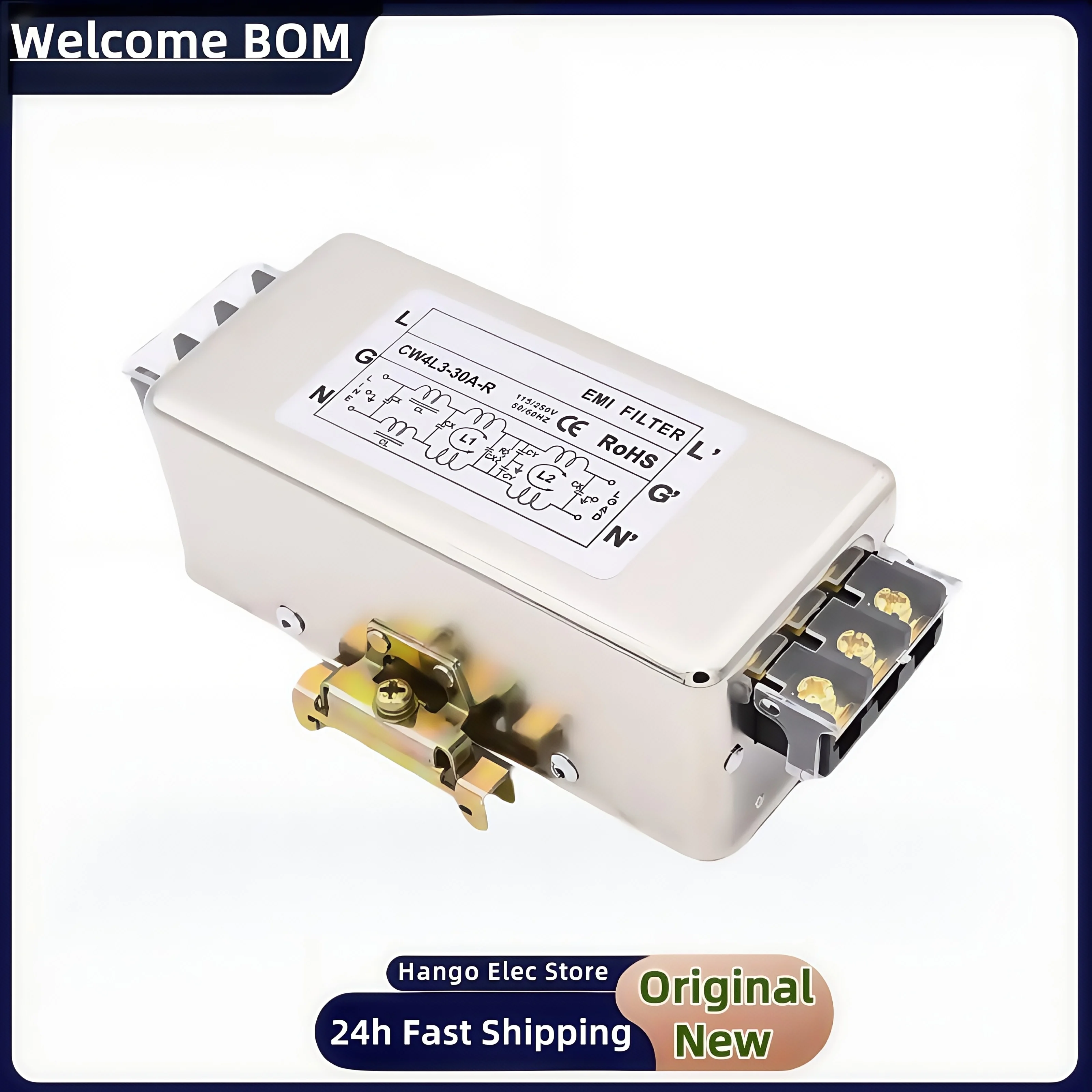 Single-phase three-pole power filter CW4L3-6/10/20/30A-R terminal block EMI anti-interference AC 220V