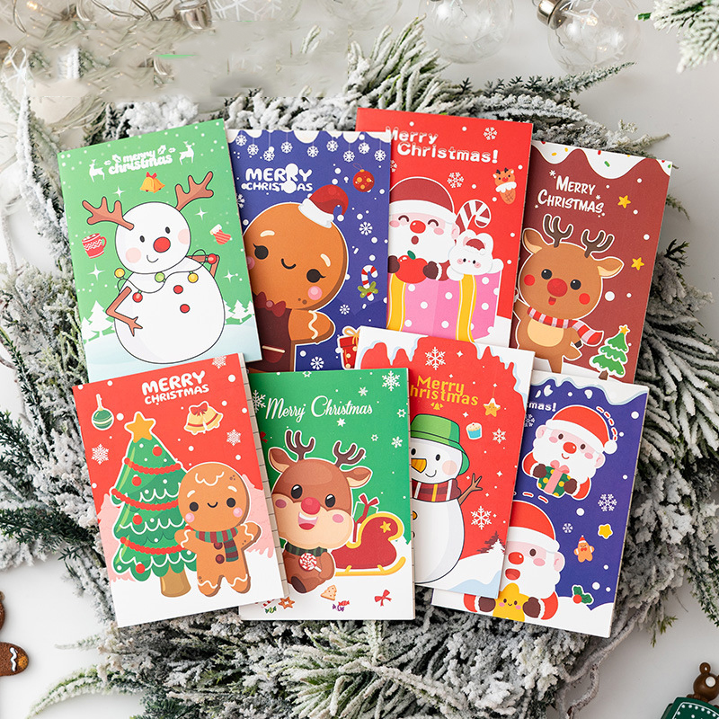 20 pcs Christmas Theme Mini Notebook Christmas Decoration Pocket Portable Notepad Children's Small Prize Booklet