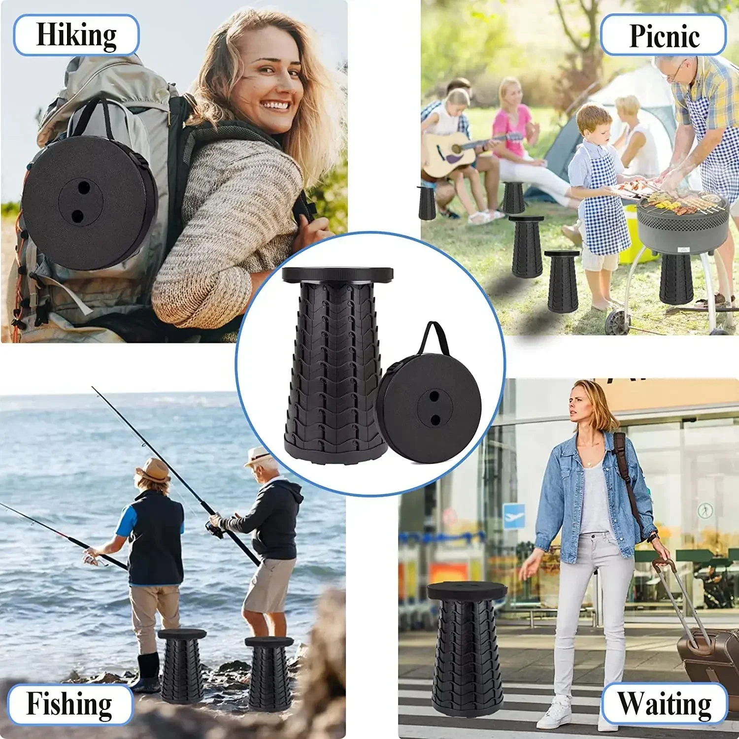 1-3PCSOutdoor Rainbow Folding Stool, Portable Chair, Adjustable Rainbow Telescopic Stool, Fishing Train Telescopic Folding Stool