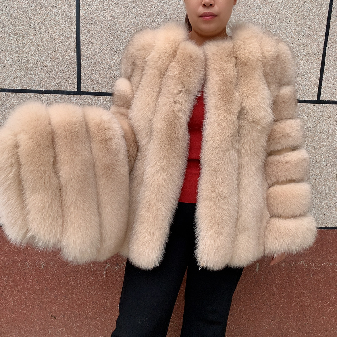 女性の冬 100% 真のキツネの毛皮のフード付きコートファッショナブルで暖かい天然キツネの毛皮の垂直フード付き帽子高品質ふわふわの毛皮