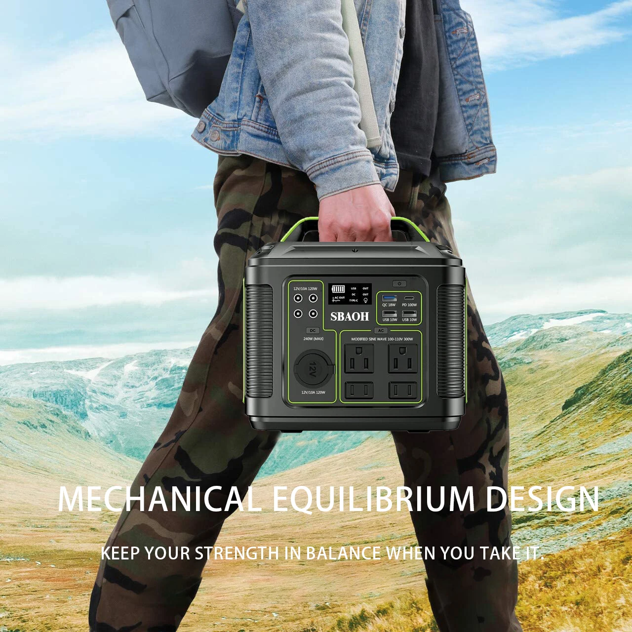 屋外キャンプ用太陽光発電機、発電所、ポータブル、300w