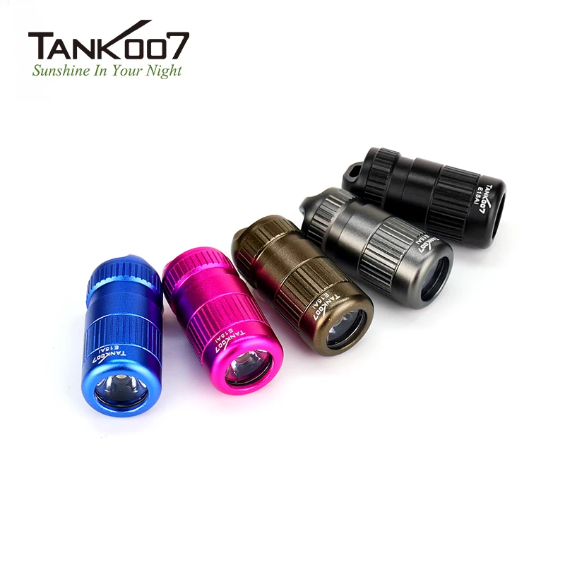 TANK007 Mini 3 W LED-Taschenlampe, 100 Lumen, wasserdicht, LR44-Knopfzelle mit Schlüsselanhänger, leichte und tragbare Taschenlampe E15