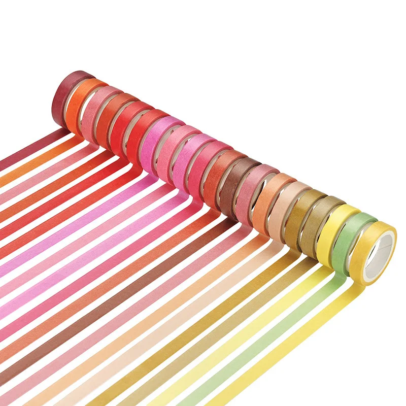 60pcs non-repetitive basic solid color rainbow tape, for notebook diary DIY decoration, office layout and paper sticker box set