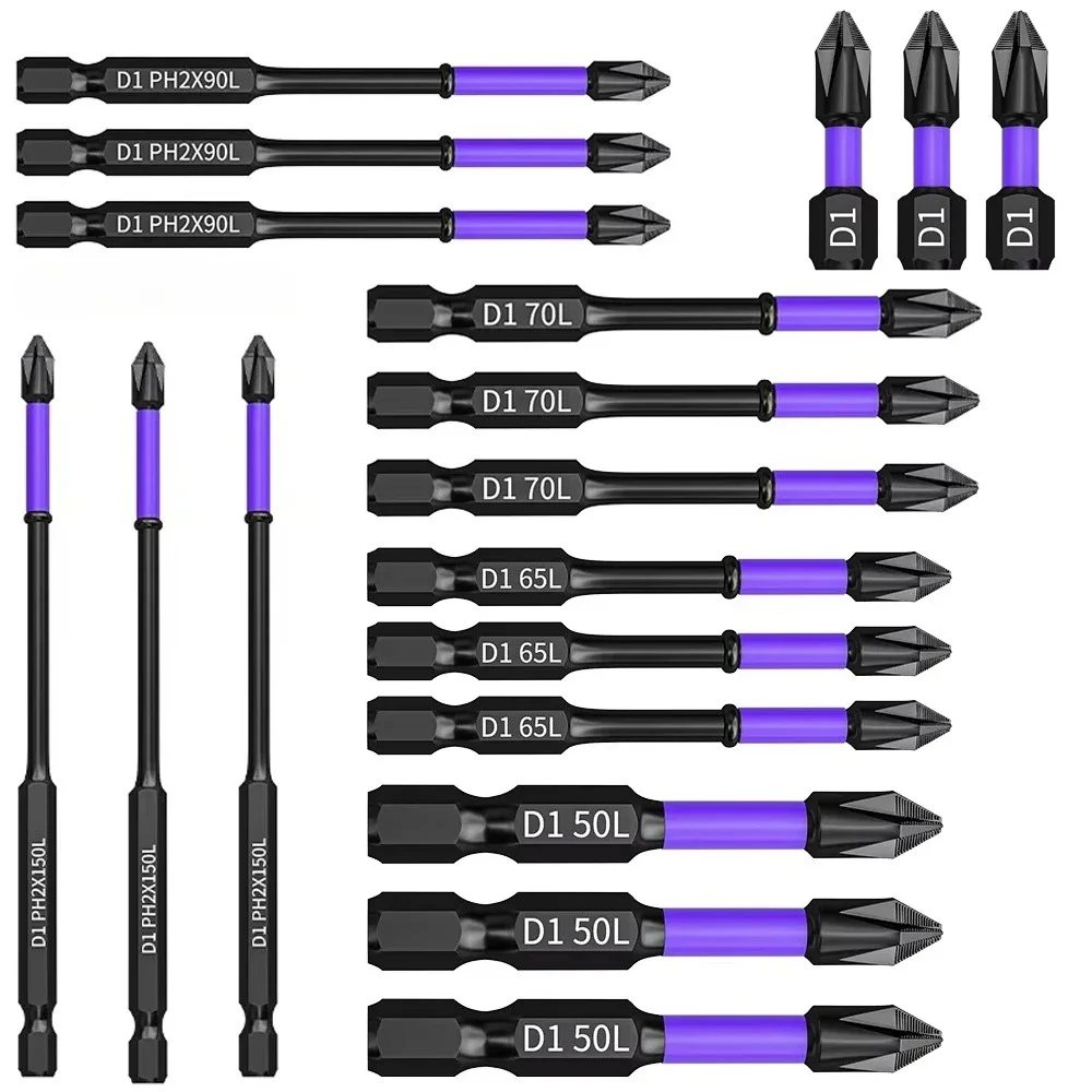 1–6 Stück, verbessertes, hohes Härte- und starkes magnetisches Bit, 25/65/70/90/150 mm, rutschfestes Kreuz, hohe Härte, elektrischer Handbohrschrauben-Set