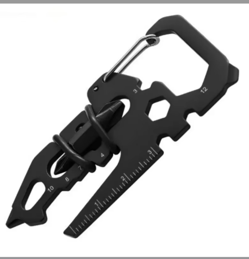 Stainless Steel Outdoor Tools CarabinerClip Bottle Opener Keychain RingMultifunction Card Tool campingClimbing Accessories